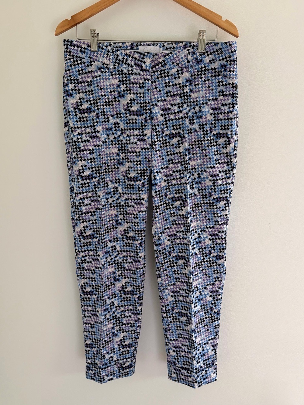 Blue Houndstooth Stretch Golf Pants Size 8